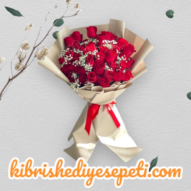 40 Kırmızı Gül Buketi